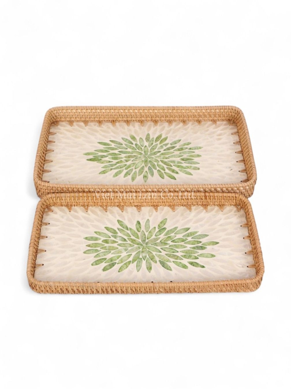 Artistic Rattan Mother Of Pearl Serving Tray (1)