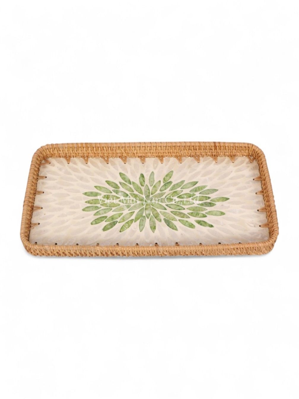 Artistic Rattan Mother Of Pearl Serving Tray (3)