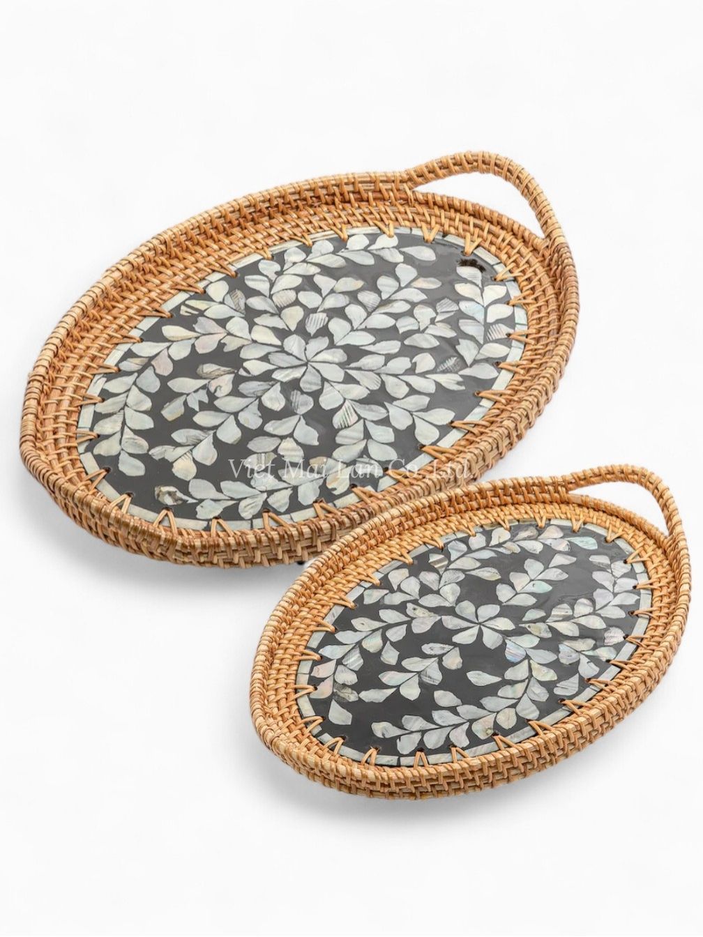 Black Natural Oval Mop Tray With Rattan (1)