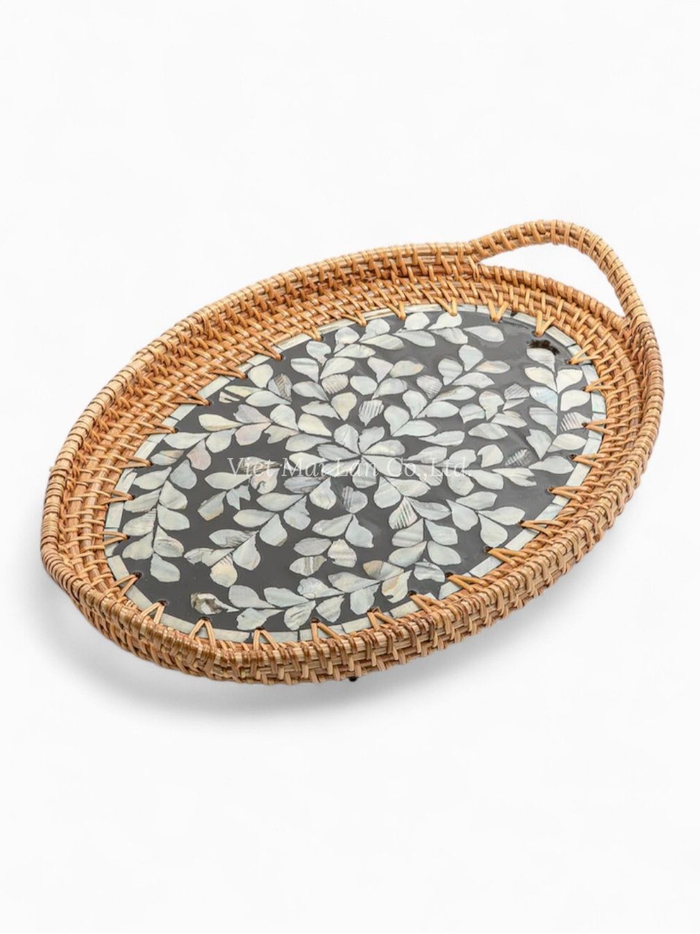Black Natural Oval Mop Tray With Rattan (2)