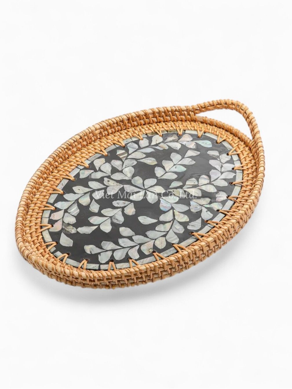 Black Natural Oval Mop Tray With Rattan (3)