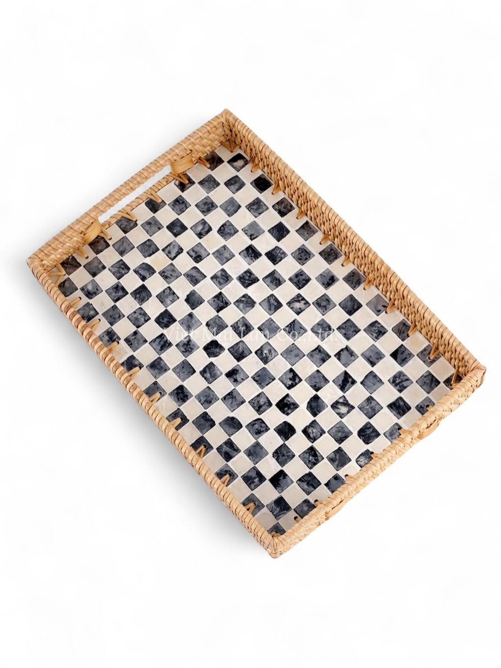 Black Rattan Mother Of Pearl Serving Tray (1)