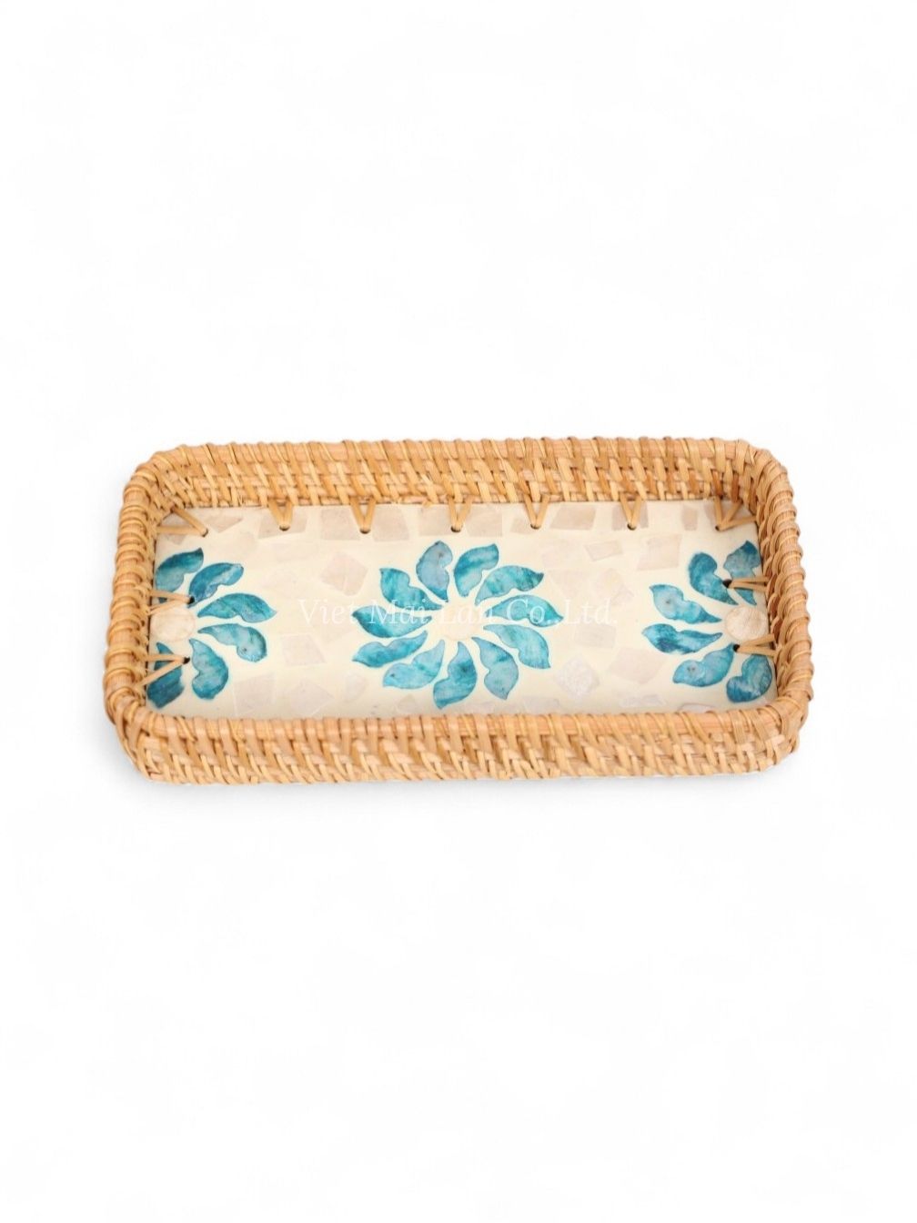 Blooming Rattan And Mother Of Pearl Tray Set (4)