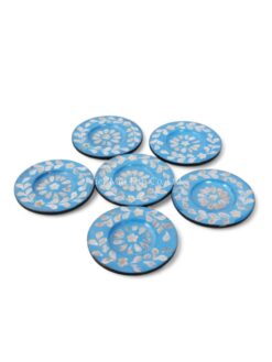 Blue Natural Mother Of Pearl Coaster Set Of 6 (1)