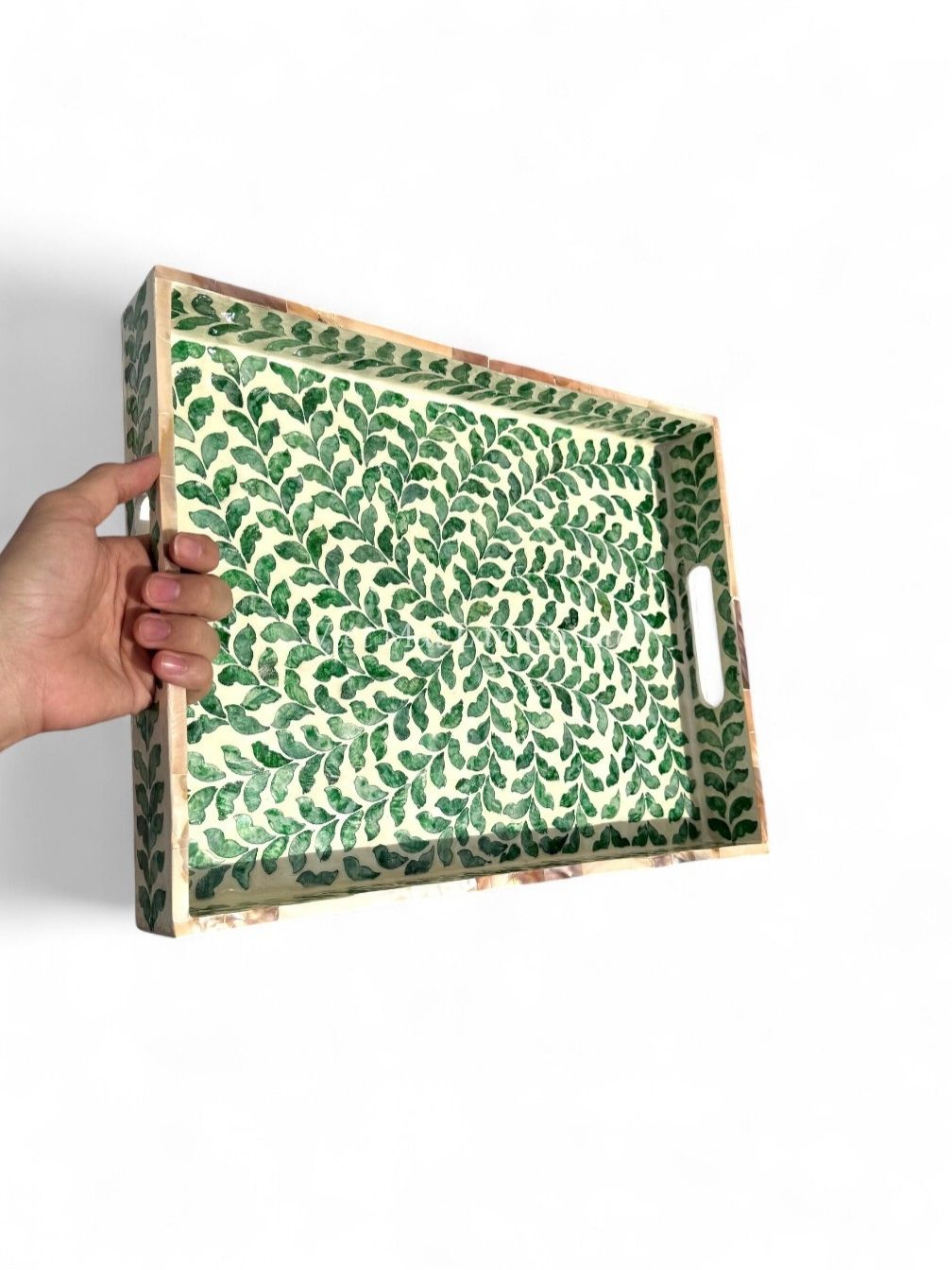 Charming Green Mother Of Pearl Tray (2)
