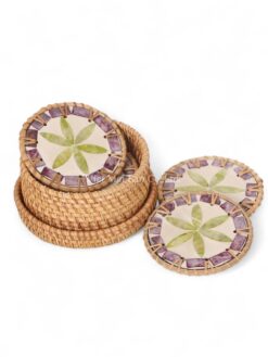 Charming Mother Of Pearl Coaster With Holder (2)