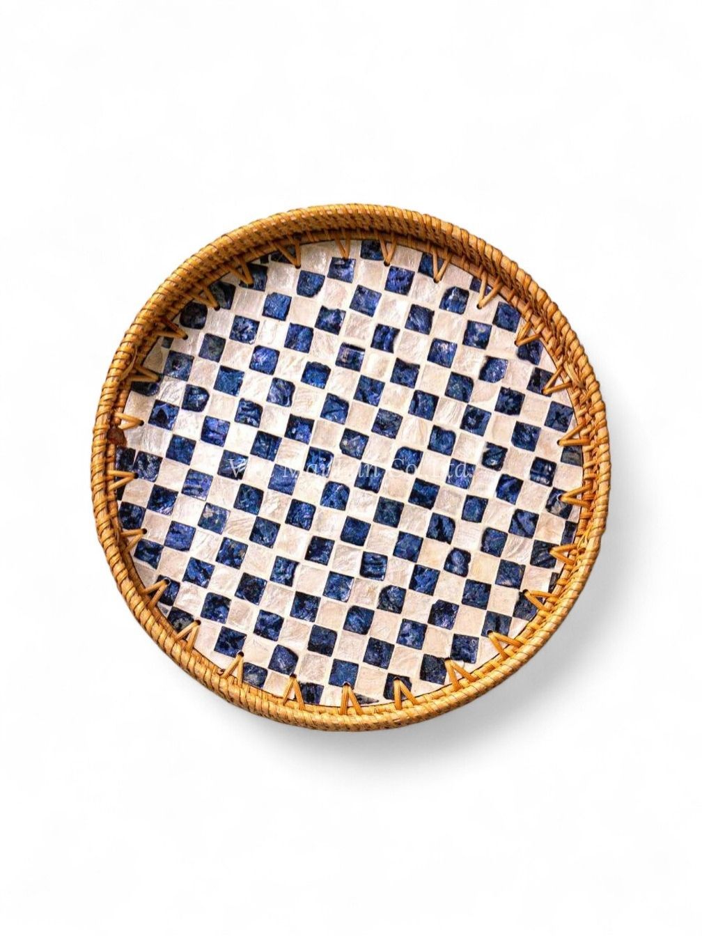 Charming Mother Of Pearl Tray With Rattan (1)