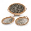 Elegant Black Oval Mop Tray With Rattan