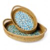 Elegant Blue Oval Mop Tray With Rattan (1)