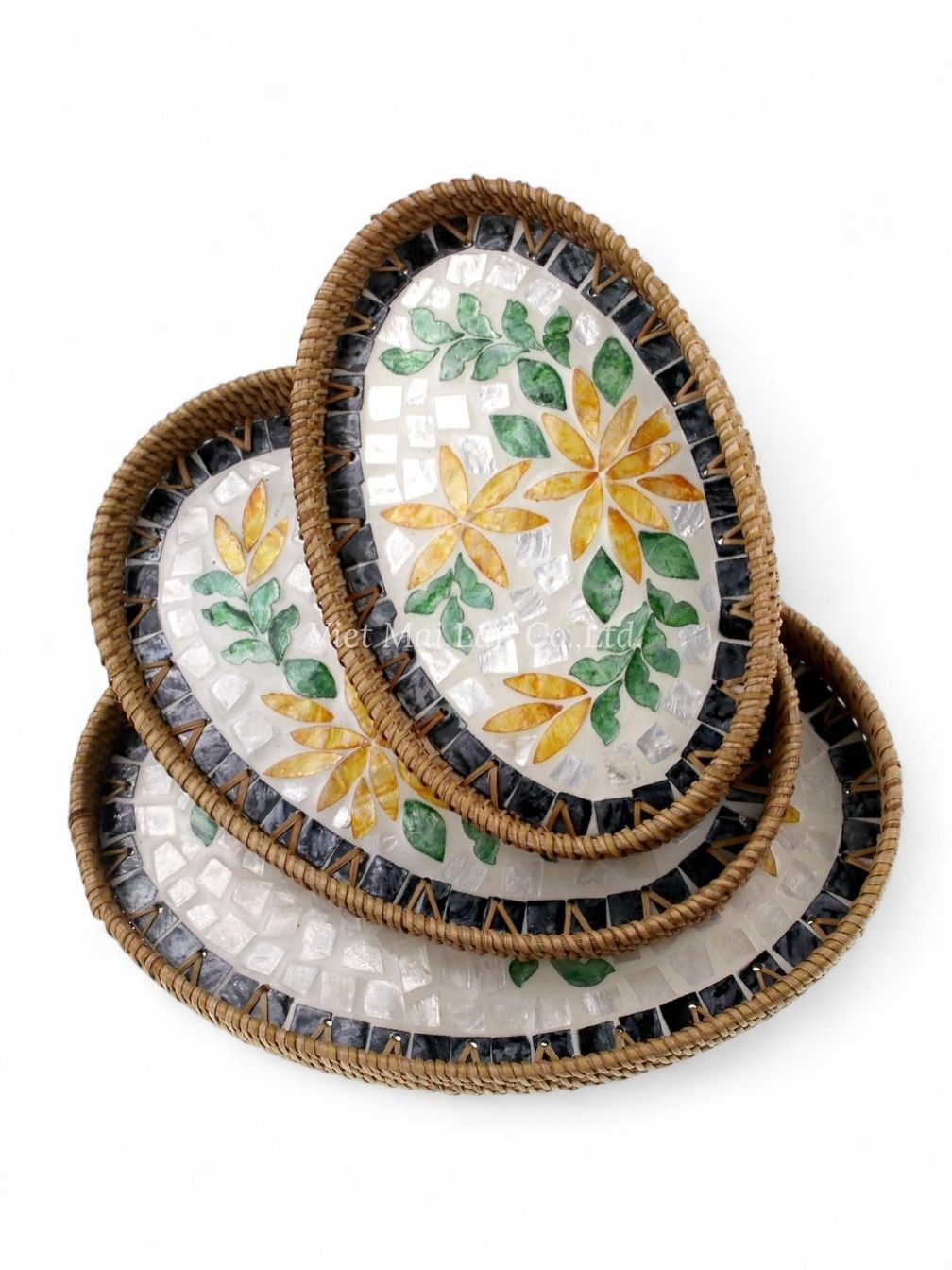 Elegant Handmade Oval Mop Tray With Rattan (1)
