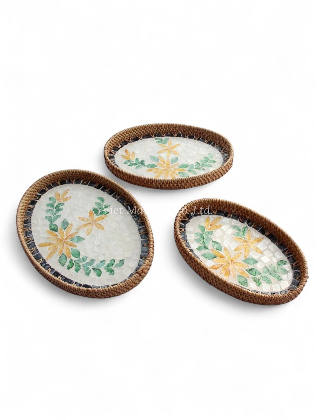 Elegant Handmade Oval Mop Tray With Rattan (2)