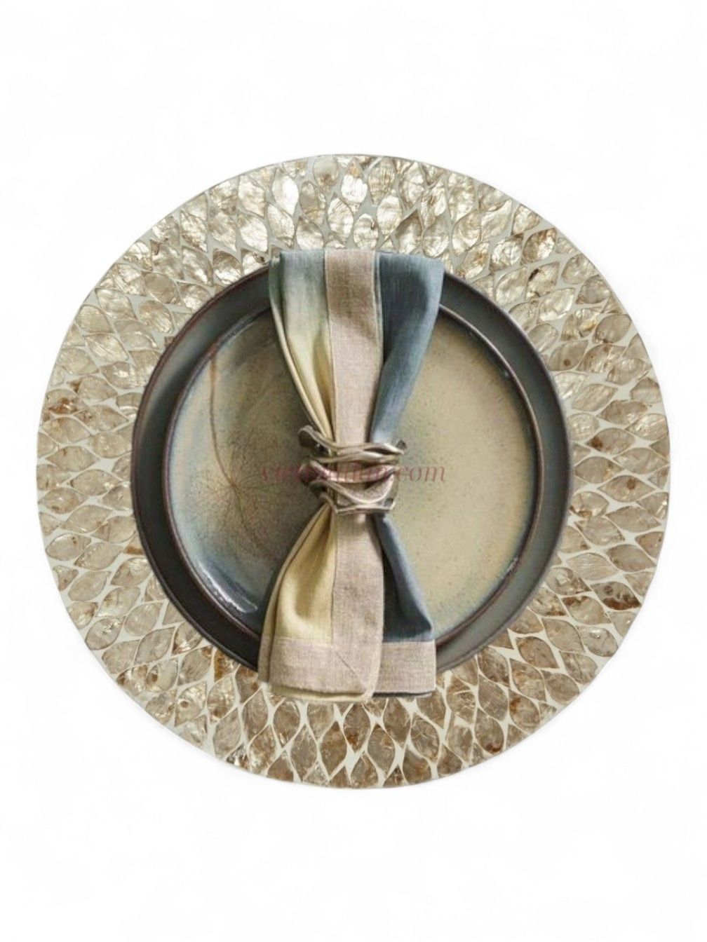 Elegant Light Gold Shell Placemats (2)