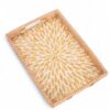 Elegant Rectangular Rattan Mother Of Pearl Serving Tray (1)