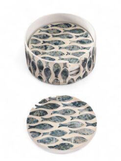 Fish Mother Of Pearl Coaster Set (2)