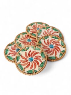 Floral Pattern Mother Of Pearl Coaster (1)