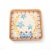 Floral Rattan And Mother Of Pearl Tray Set Of 3 (3)