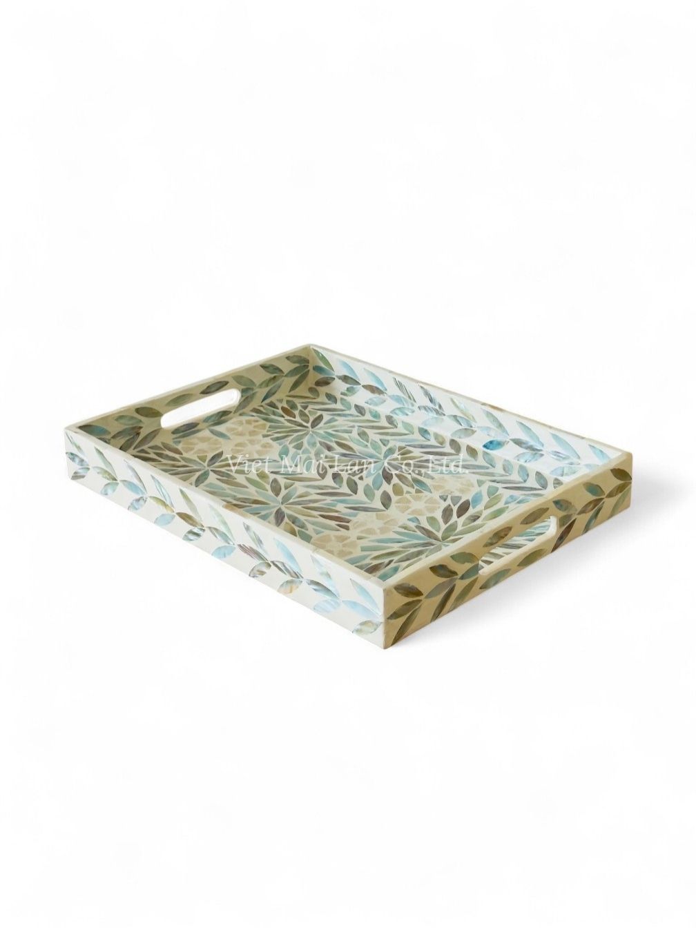 Floral Rectangular Mother Of Pearl Tray (1)