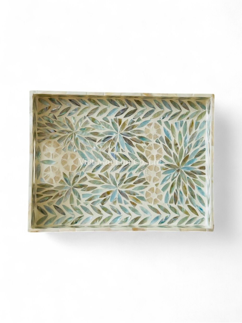 Floral Rectangular Mother Of Pearl Tray (2)