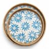 Glossy Mother Of Pearl Serving Tray With Rattan (1)