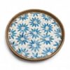 Glossy Mother Of Pearl Serving Tray With Rattan (2)