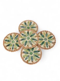 Green Mother Of Pearl Coaster Set (2)