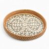 Grey Natural Round Mop Tray With Rattan (1)