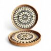 Handcrafted Mother Of Pearl Serving Tray With Rattan (1)