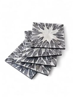 Handcrafted Square Mother Of Pearl Coaster Set (2)