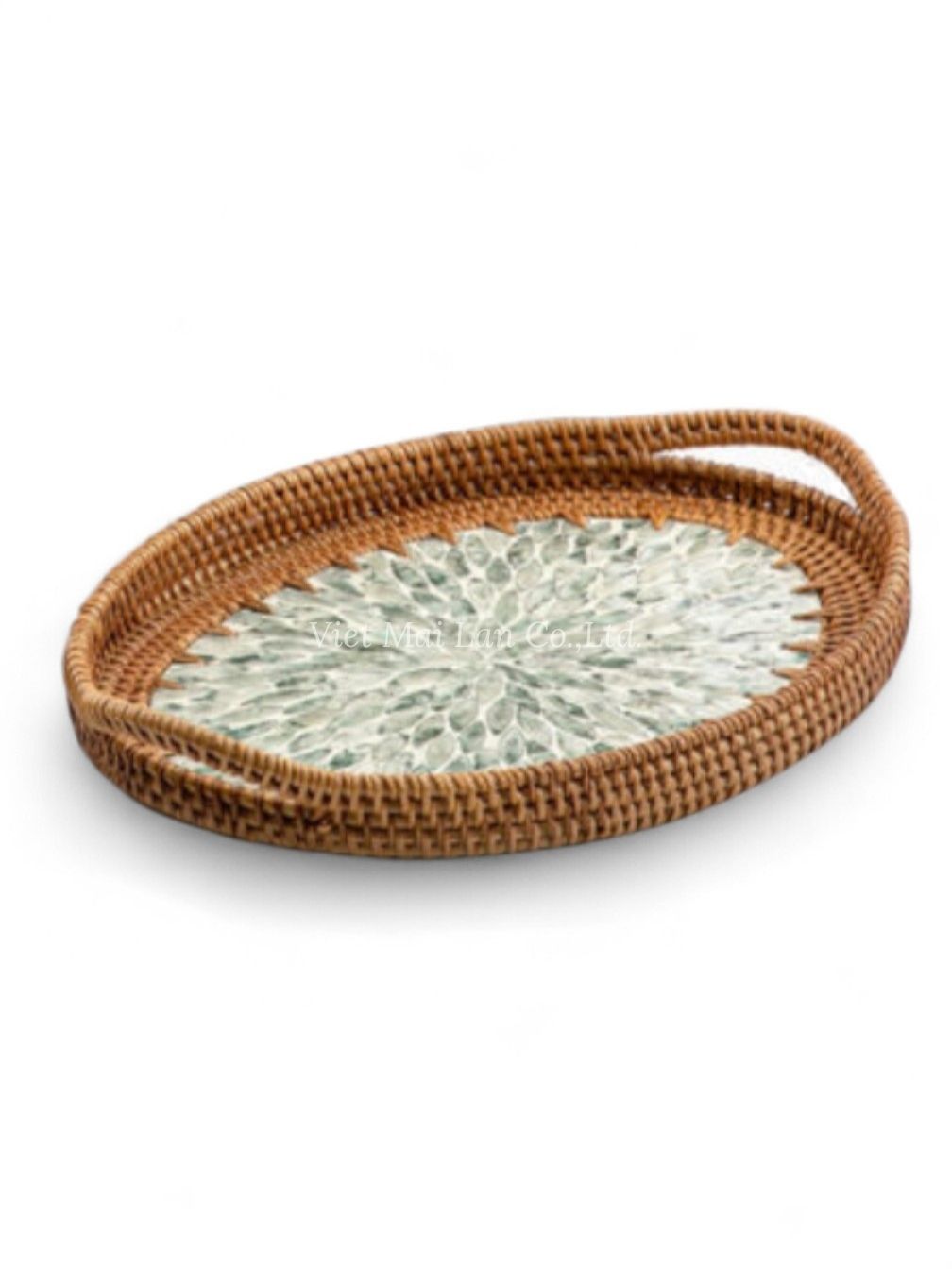Handmade Oval Mop Tray With Rattan (2)