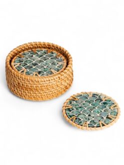 Jade Shine Mother Of Pearl Coaster With Holder (1)