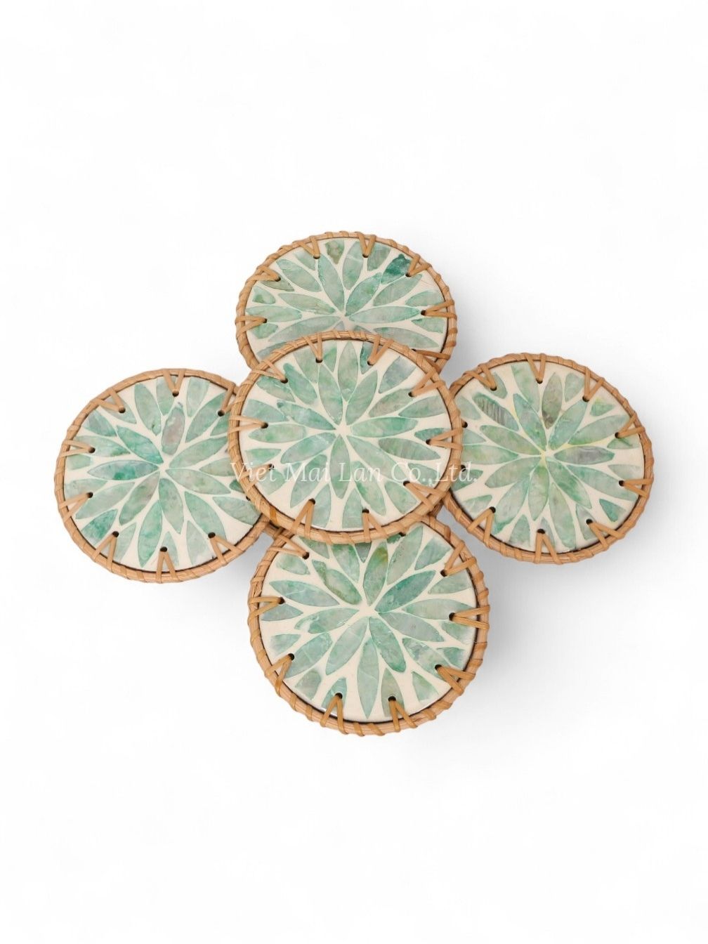Light Green Elegant Mother Of Pearl Coaster (1)