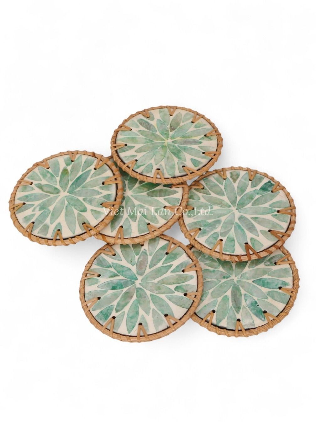 Light Green Elegant Mother Of Pearl Coaster (3)