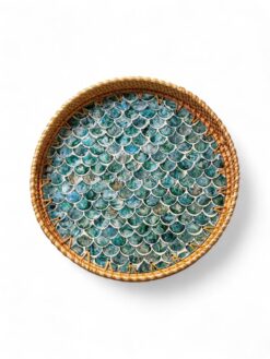 Luxury Mother Of Pearl Serving Tray With Rattan (1)