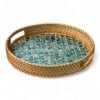 Luxury Mother Of Pearl Serving Tray With Rattan (2)