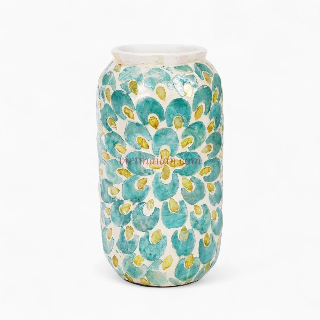 Mother Of Pearl Vase In Blue Tone (1)