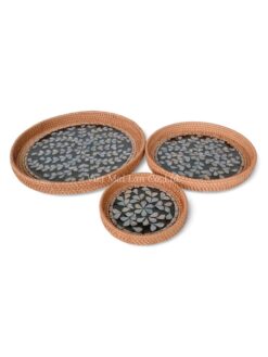 Natural Black Round Mop Tray With Rattan (2)