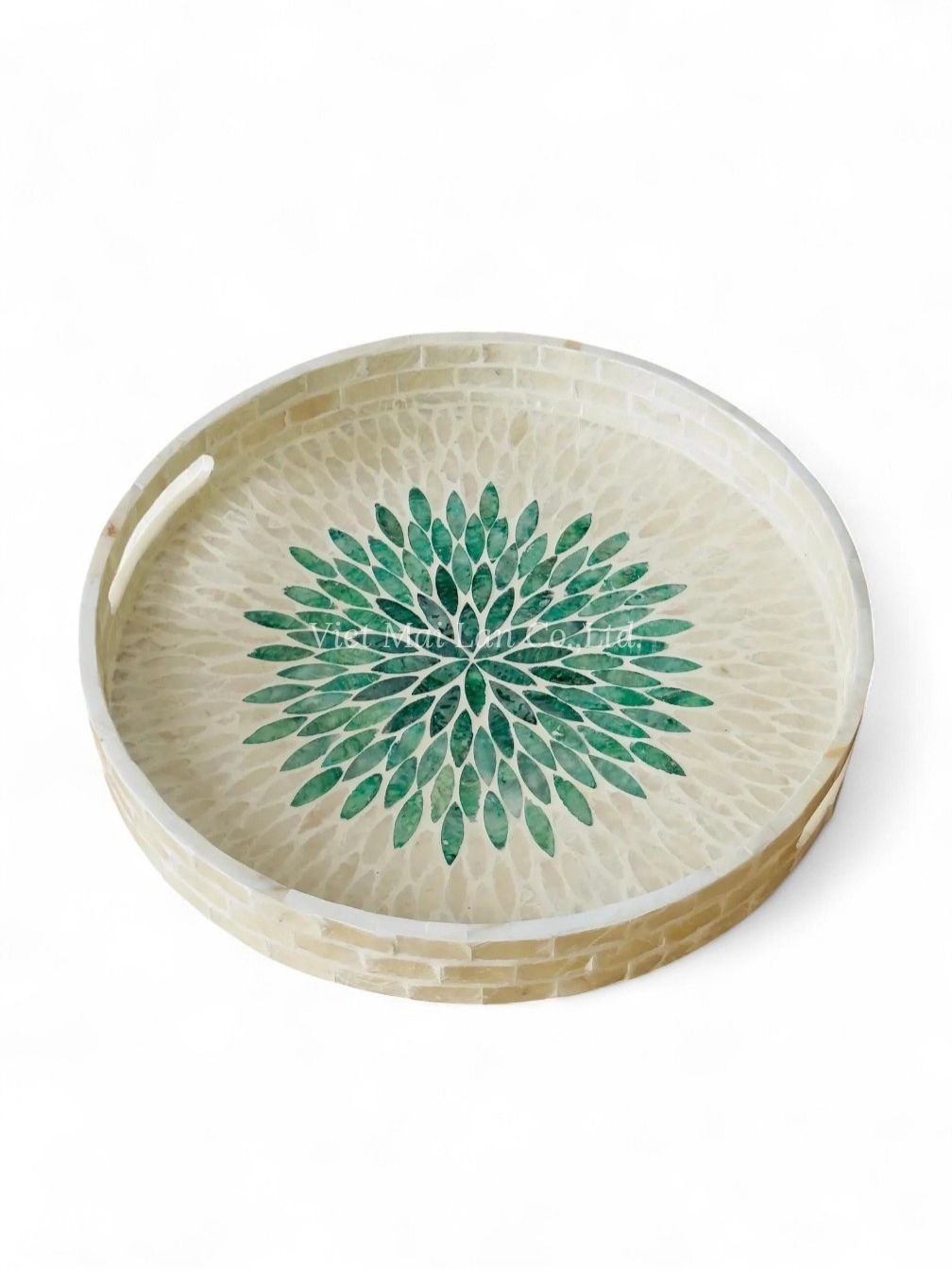 Natural Green Floral Mother Of Pearl Tray (1)