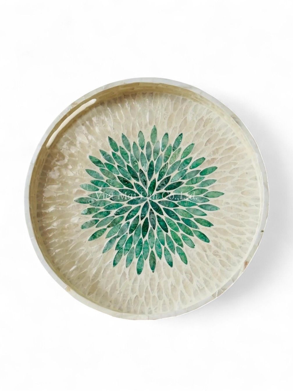 Natural Green Floral Mother Of Pearl Tray (2)