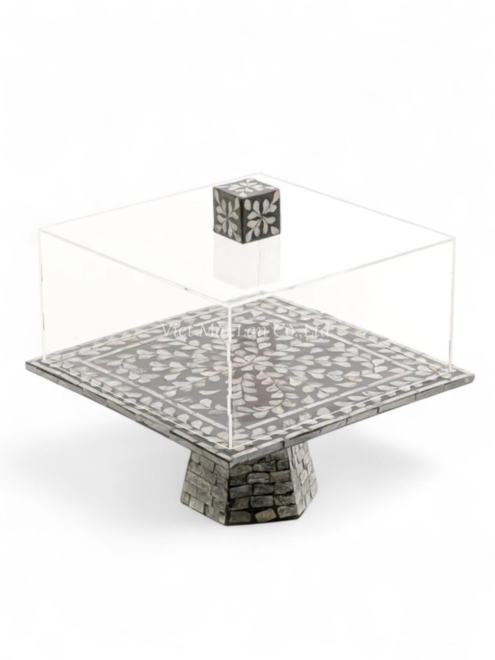 Natural Mop Cake Stand With Acrylic Lid (2)