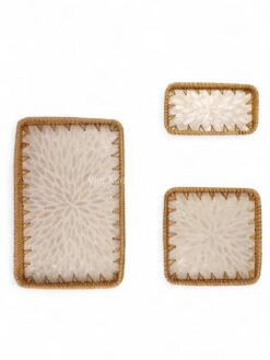 Natural Pattern Rattan And Mother Of Pearl Tray (2)