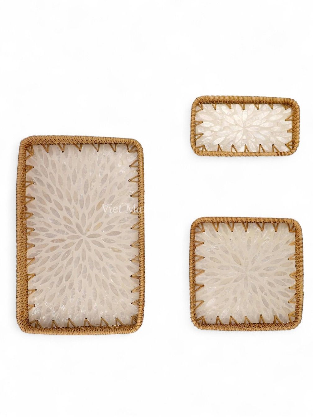 Natural Pattern Rattan And Mother Of Pearl Tray (2)