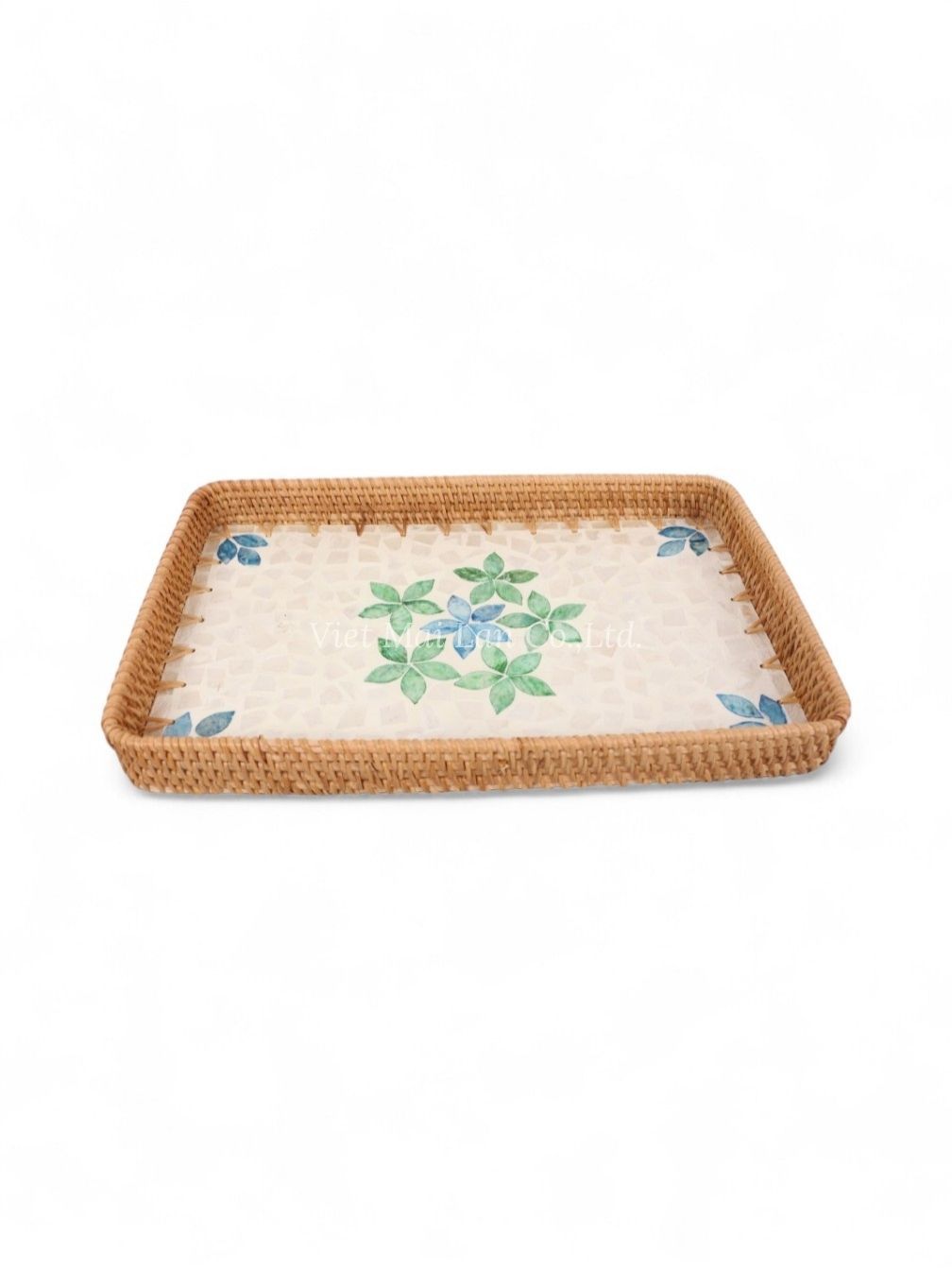 Natural Rattan And Mother Of Pearl Tray (2)