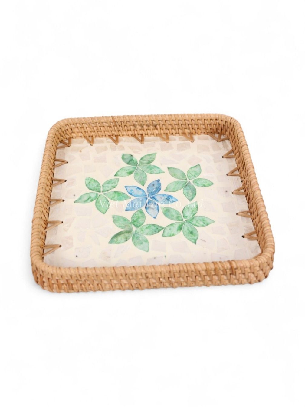Natural Rattan And Mother Of Pearl Tray (3)