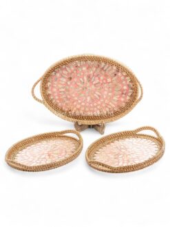 Natural Red Oval Mop Tray With Rattan (1)