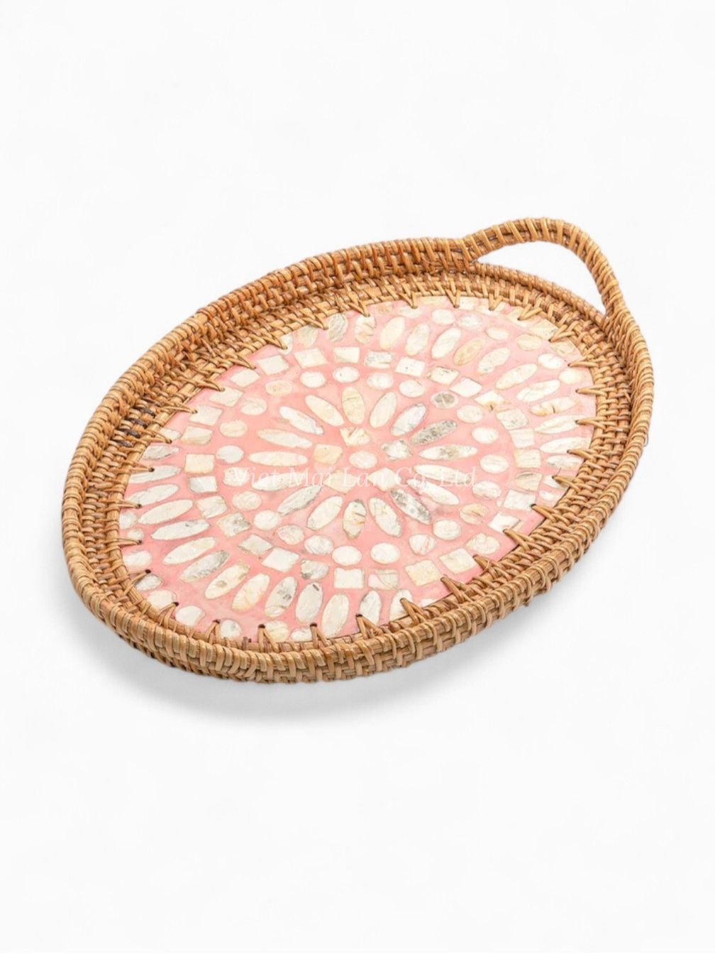Natural Red Oval Mop Tray With Rattan (2)