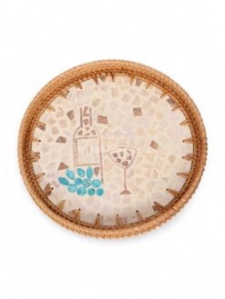 Natural Round Rattan Mother Of Pearl Serving Tray (1)