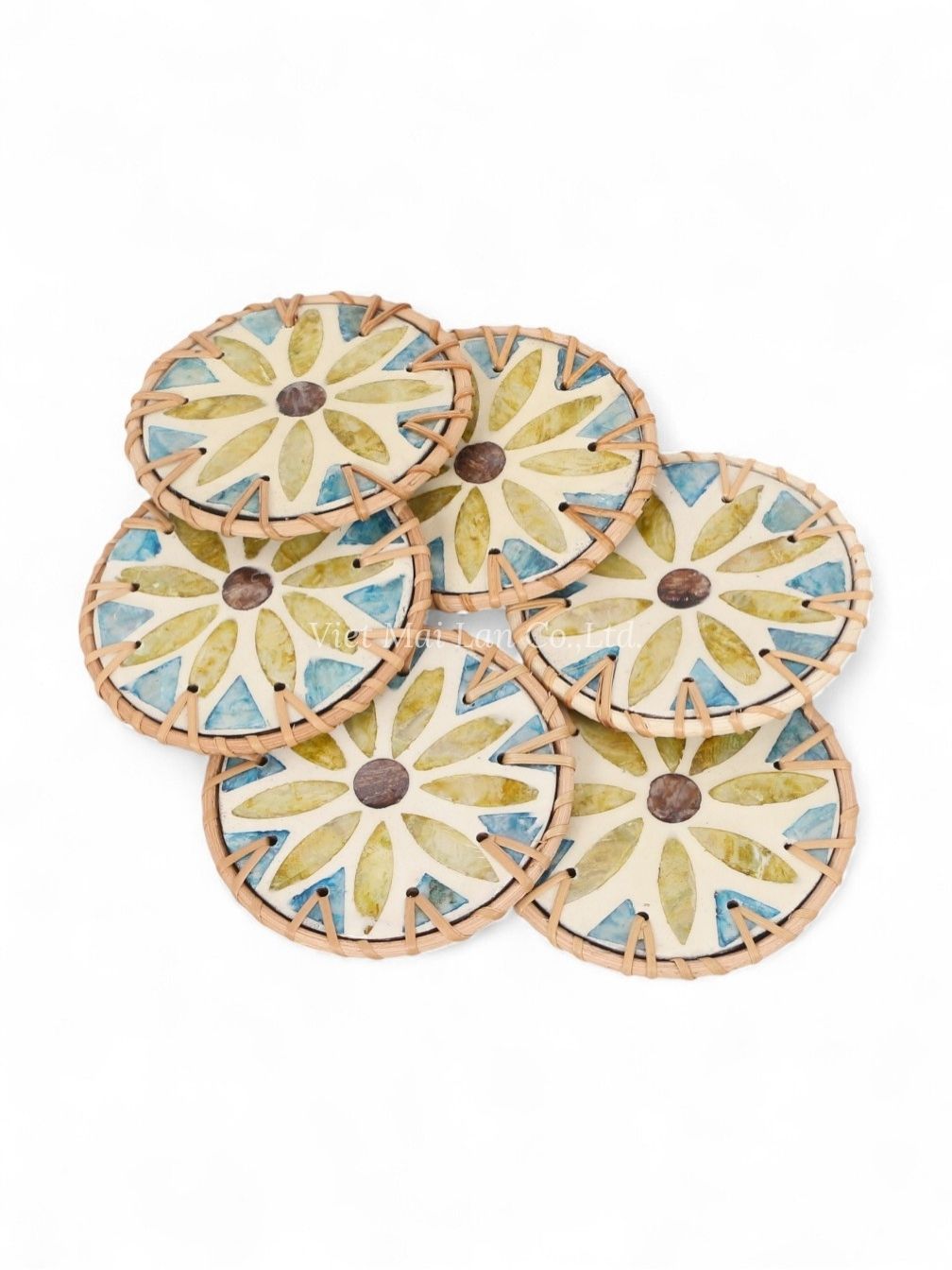 Pale Yellow Mother Of Pearl Coaster Set (1)
