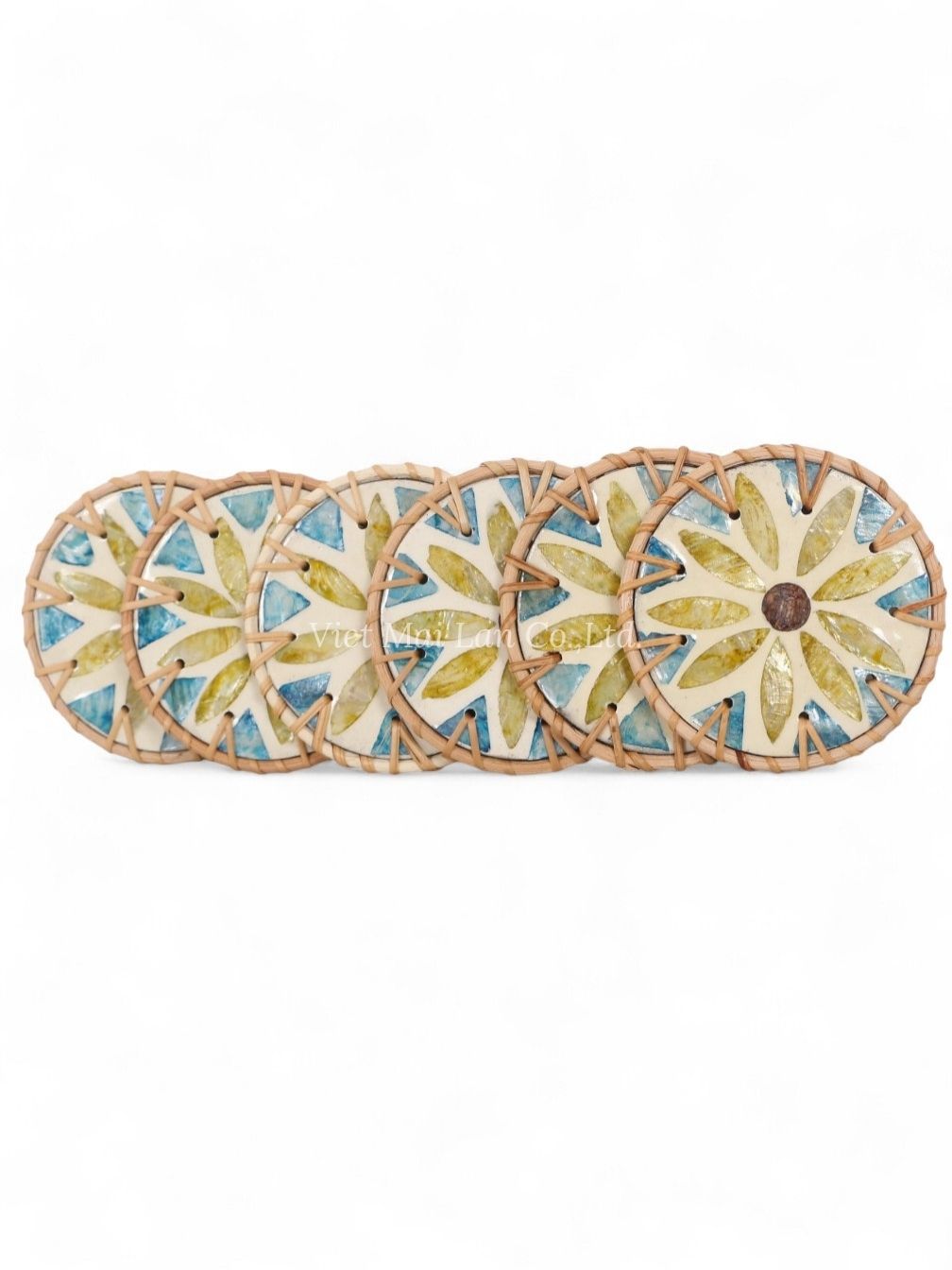 Pale Yellow Mother Of Pearl Coaster Set (2)
