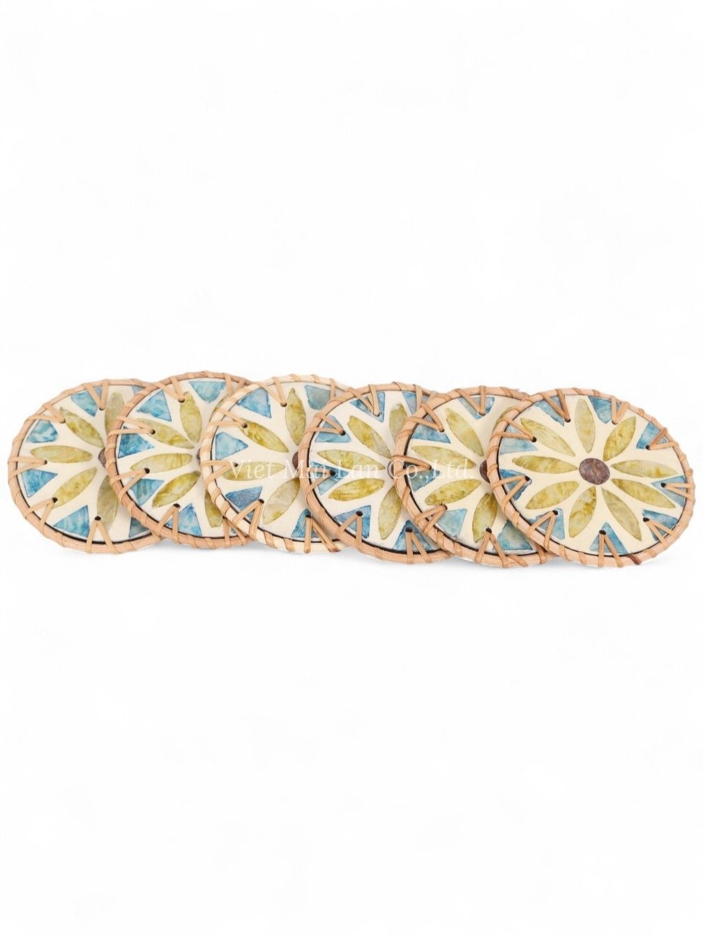 Pale Yellow Mother Of Pearl Coaster Set (3)