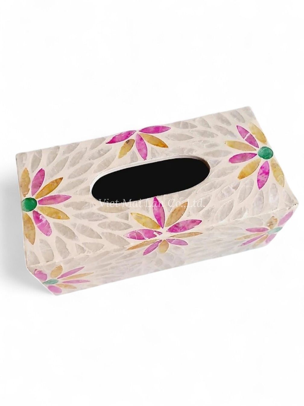 Pink Floral Mother Of Pearl Tissue Box (1)